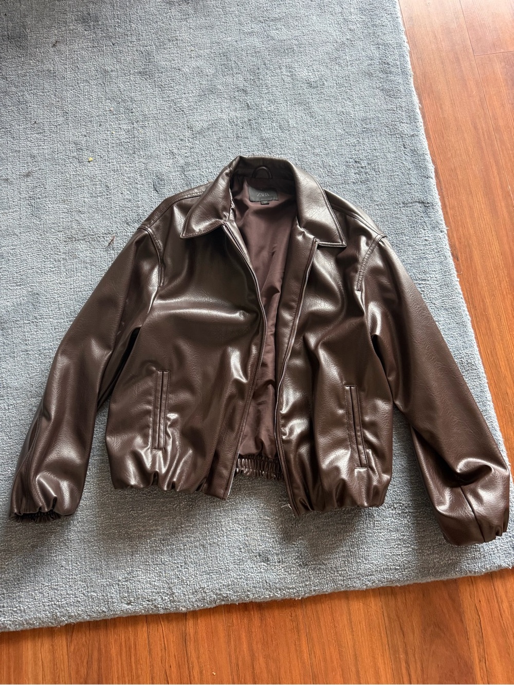 Zara Women's Dark Brown Faux Leather Jacket